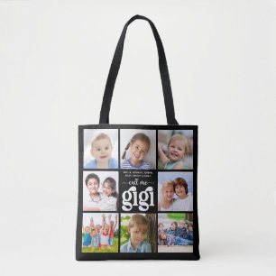 Modern 8 Photo Collage Names Call Me Gigi Tote Bag