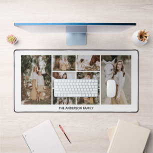 Modern 8 Photo Collage Office Desk Mat