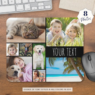 Modern 8 Photo Collage Personalised Custom Mouse Pad