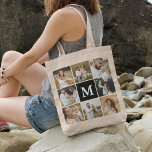 Modern 8 Photo Collage Personalised  Tote Bag<br><div class="desc">Create your own Photo Collage Tote Bag. Design features 8 trendy insta square pictures of your choice,  and an initial.  'Customise Further'. PHOTO TIP: Crop and centre pictures for uploading for best results.</div>