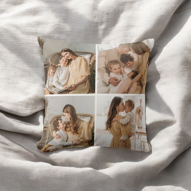 Modern 8 Photo Collage Throw Pillow (Creator Uploaded)