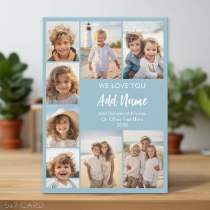 Modern 8 Photo Collage - We Love Add Name Holiday Card