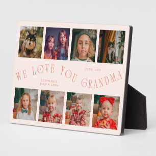 Modern 8 Photo Grid Love You Grandma Peach Plaque