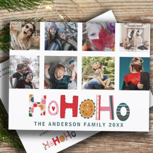 Modern 8 Photo Ho Ho Ho Christmas  Postcard