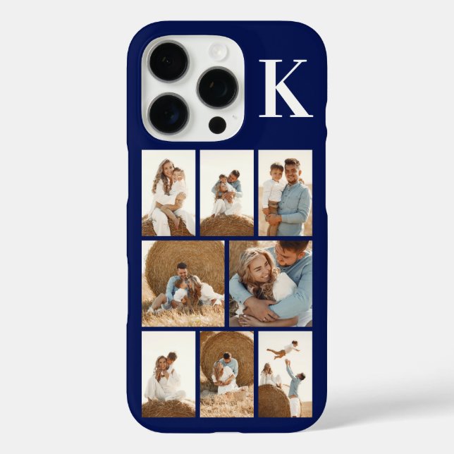 Modern 8 Photo Navy Blue Case-Mate iPhone Case (Back)