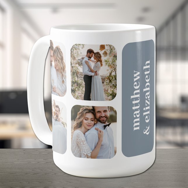 Modern 8 Photo Wedding Coffee Mug (Creator Uploaded)