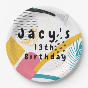 Modern 90s Collage Retro Party Paper Plate