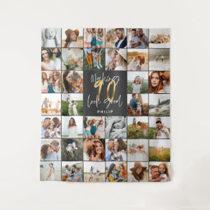 Modern 90th birthday multi photo  tapestry