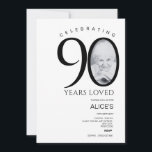 Modern 90th Birthday with Photo in Number, Minimal Invitation<br><div class="desc">Celebrate a beautiful milestone with this elegant and modern minimalist 90th birthday invitation, personalise with photo in number in beautiful typography. Designed for a cherished loved one, this invitation sets the tone for a joyful and memorable event. Create a memorable birthday event with a design as elegant and timeless as...</div>