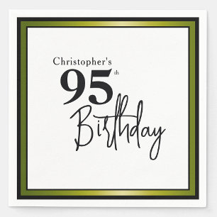 Modern 95th Birthday Napkins Elegant Black Gold