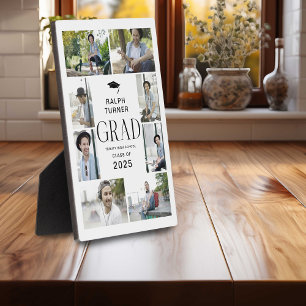 Modern 9 Photo Collage GRAD Keepsake Gift Plaque
