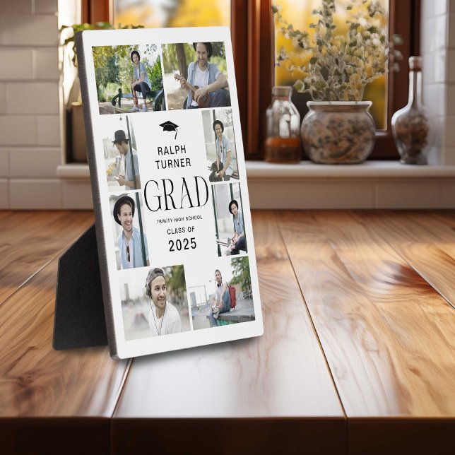 Modern 9 Photo Collage GRAD Keepsake Gift Plaque (Creator Uploaded)