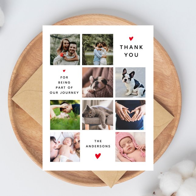 Modern 9 Photo Collage New Baby Family Thank You (Creator Uploaded)