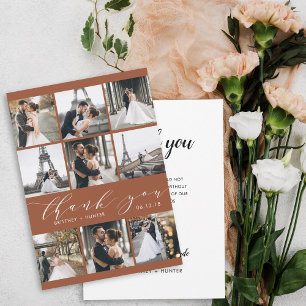 Modern 9 Photo Collage Terracotta Thank You Card