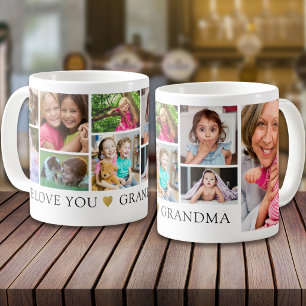 Modern 9 Photo Collage We Love You Grandma   Coffee Mug
