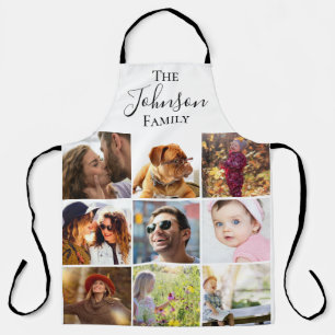 Modern 9 Photo Family Collage Personalised Apron