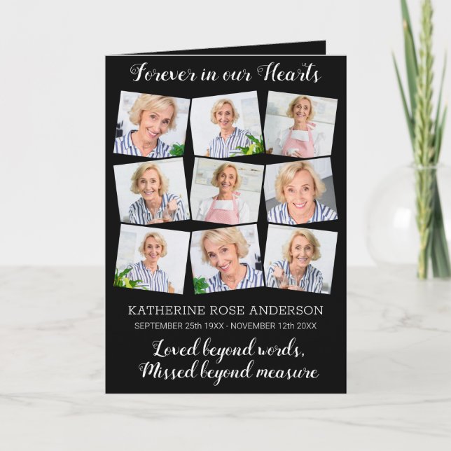 Modern 9 Photo Order Of Service Memorial Funeral Programme (Front)