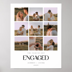 Modern 9-Photo "Year We Got Engaged" Couple Poster