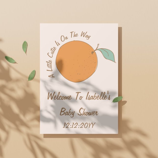 Modern A Little Cutie Orange Baby Shower Welcome  Poster (Creator Uploaded)
