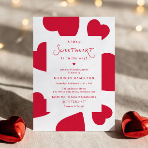 Modern A Little Sweetheart Valentine Baby Shower Invitation