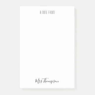 Modern A Note From Teacher Name Post It Notes