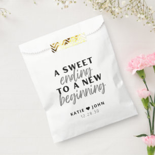 Modern A Sweet Ending to A New Beginning Wedding Favour Bags