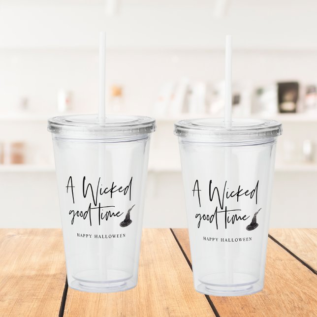 Modern A Wicked Good Time Quote | Happy Halloween Acrylic Tumbler (Creator Uploaded)