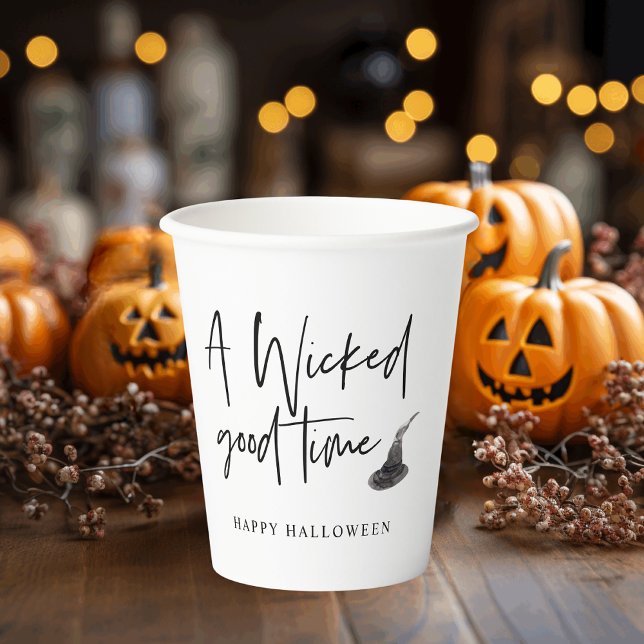 Modern A Wicked Good Time Quote | Happy Halloween  Paper Cups (Creator Uploaded)