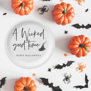 Modern A Wicked Good Time Quote Happy Halloween Paper Plate
