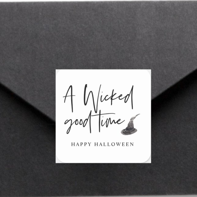 Modern A Wicked Good Time Quote | Happy Halloween  Square Sticker (Creator Uploaded)