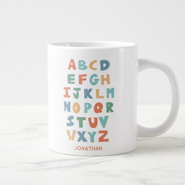 Modern ABC Alphabet Personalized Classroom Letters Large Coffee Mug (Right)
