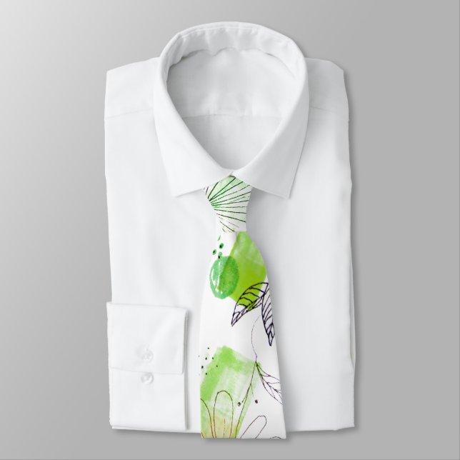 Modern Abstrac Business Pattern Green Yellow Tie (Tied)