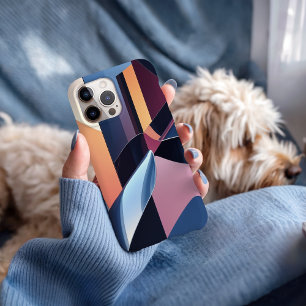 Modern Abstract 3D Metallic Blue and Peach iPhone 16 Pro Max Case