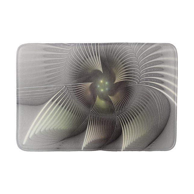 Modern Abstract 3D Shape Fractal Art Bath Mat (Front)