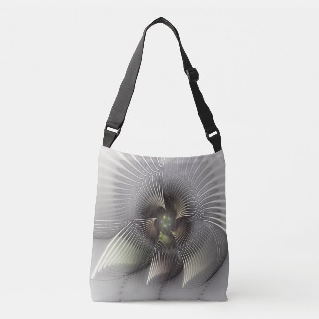 Modern Abstract 3D Shape Fractal Art Crossbody Bag (Front)