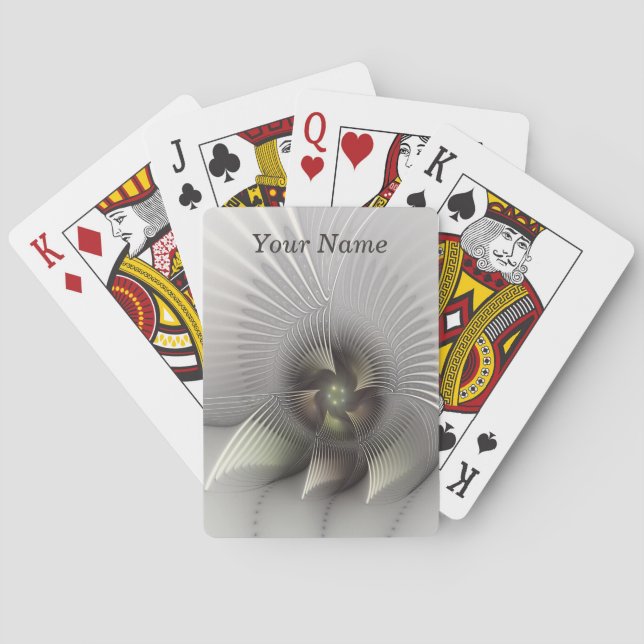 Modern Abstract 3D Shape Fractal Art Name Playing Cards (Back)