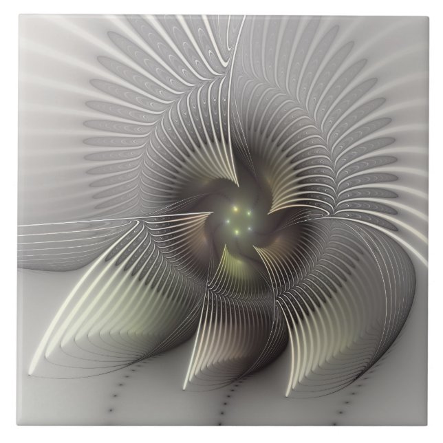 Modern Abstract 3D Shape Fractal Art Tile (Front)