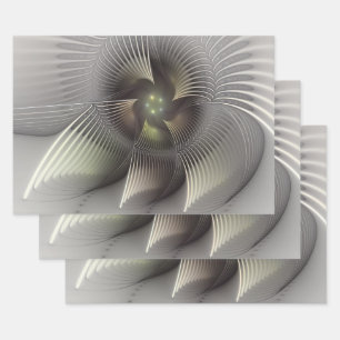 Modern Abstract 3D Shape Fractal Art Wrapping Paper Sheet