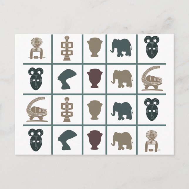 Modern abstract African ornaments and motifs Postcard (Front)