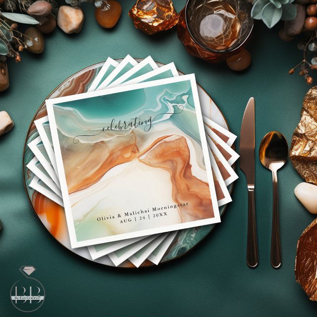 Modern Abstract Agate Jade Terracotta Napkin (Creator Uploaded)