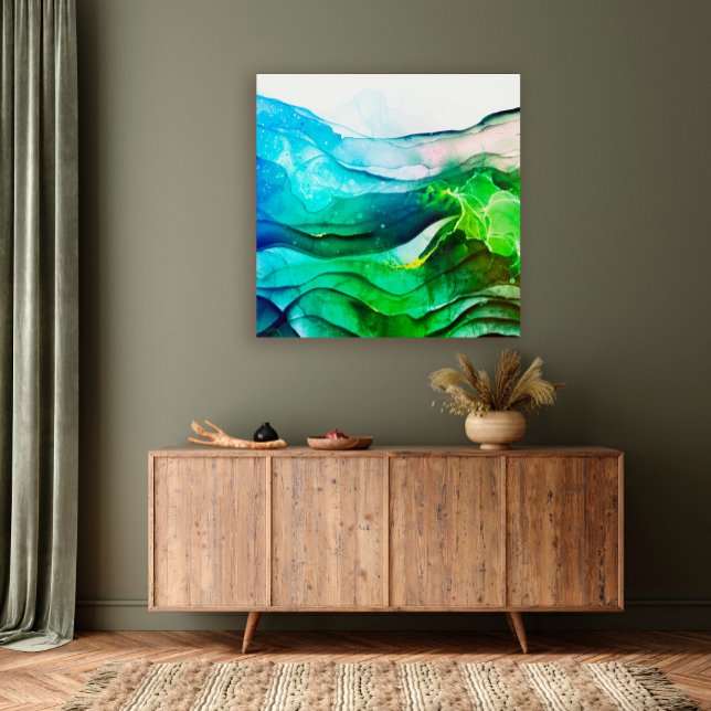Modern abstract alcohol ink stretched canvas print (Creator Uploaded)
