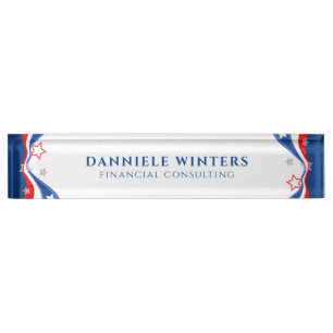 Modern Abstract American Flag Design Nameplate
