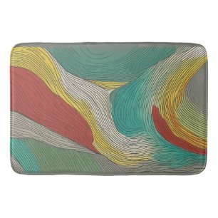 Modern, abstract and dynamic colour lines bath mat