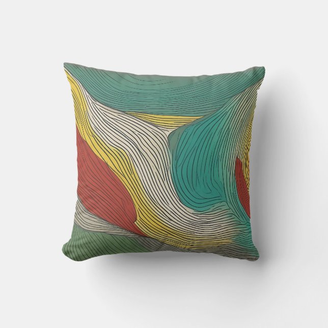 Modern, abstract and dynamic colour lines cushion (Front)