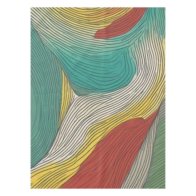 Modern, abstract and dynamic colour lines tablecloth (Front)