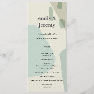 MODERN ABSTRACT AQUA ART WEDDING CEREMONY PROGRAM MENU