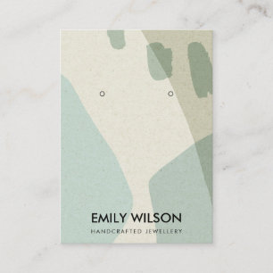 MODERN ABSTRACT AQUA BLUE ART EARRING DISPLAY BUSINESS CARD