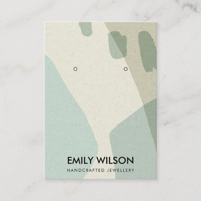MODERN ABSTRACT AQUA BLUE ART EARRING DISPLAY BUSINESS CARD (Front)
