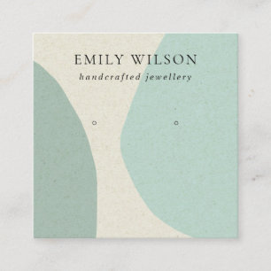 MODERN ABSTRACT AQUA BLUE ART EARRING DISPLAY SQUARE BUSINESS CARD