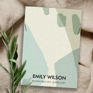 MODERN ABSTRACT AQUA BLUE ART NECKLACE DISPLAY BUSINESS CARD